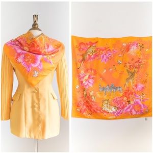 AUTHENTIC Salvatore Ferragamo Designer Jungle Print Silk Scarf